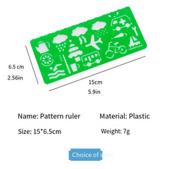 4pcs Patterned Ruler Set Art Drawing Student Stationery Teacher Aids