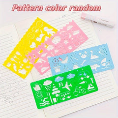 4pcs Patterned Ruler Set Art Drawing Student Stationery Teacher Aids