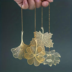Golden Hollow Metal Bookmarks with Chain - Pack of 1