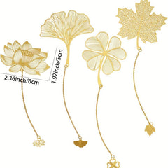Golden Hollow Metal Bookmarks with Chain - Pack of 1