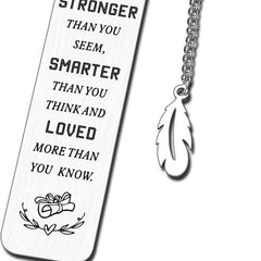 Stainless Steel Engraved Slogan Bookmark - You Are Braver Stronger Smarter Loved