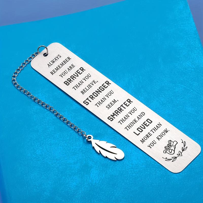 Stainless Steel Engraved Slogan Bookmark - You Are Braver Stronger Smarter Loved