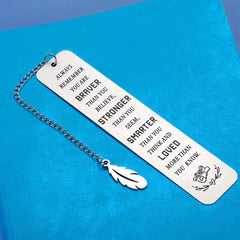 Stainless Steel Engraved Slogan Bookmark - You Are Braver Stronger Smarter Loved