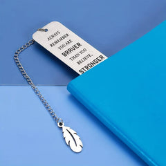 Stainless Steel Engraved Slogan Bookmark - You Are Braver Stronger Smarter Loved