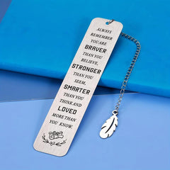 Stainless Steel Engraved Slogan Bookmark - You Are Braver Stronger Smarter Loved