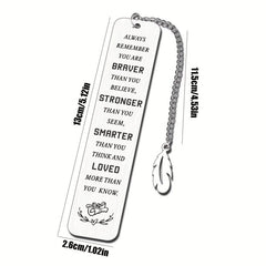 Stainless Steel Engraved Slogan Bookmark - You Are Braver Stronger Smarter Loved