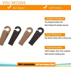 4pcs Solid Door Stoppers Wedge Doorstops w/ Hanger