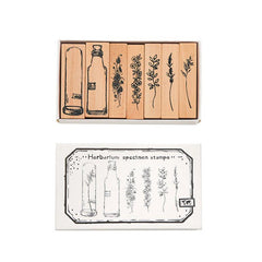 7pcs Vintage Wooden Rubber Stamps for Crafts and Scrapbooking