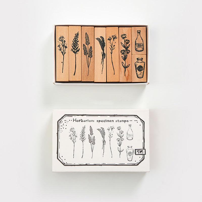 7pcs Vintage Wooden Rubber Stamps for Crafts and Scrapbooking