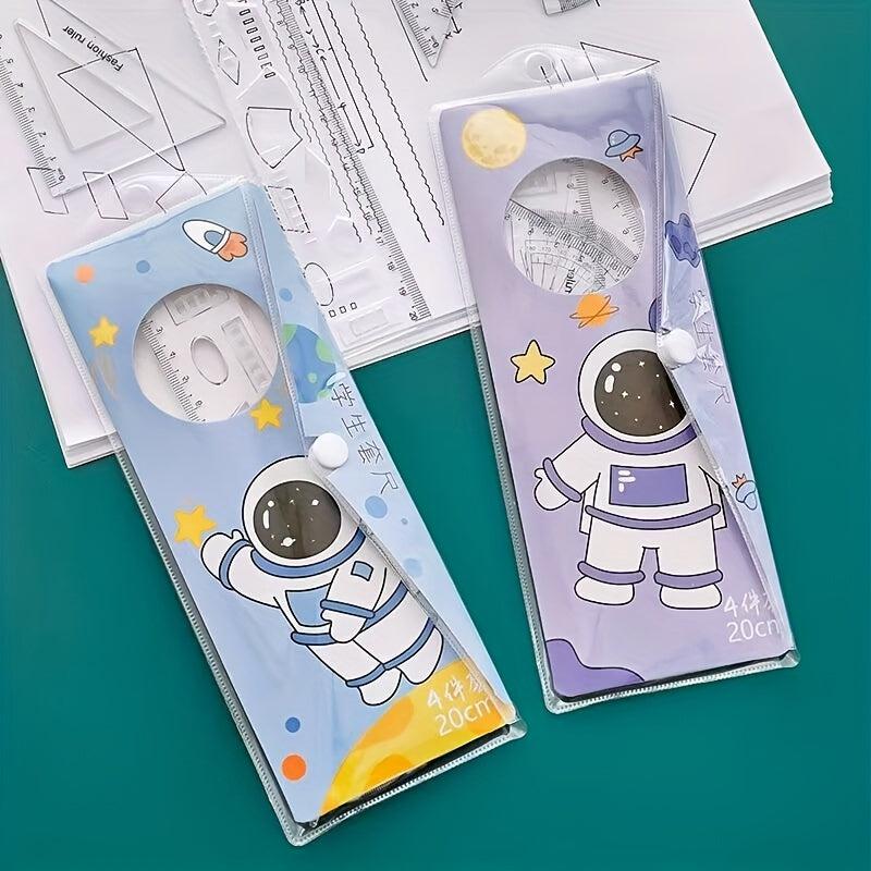 4 Piece Cartoon Acrylic Ruler Student Office Drawing Ruler