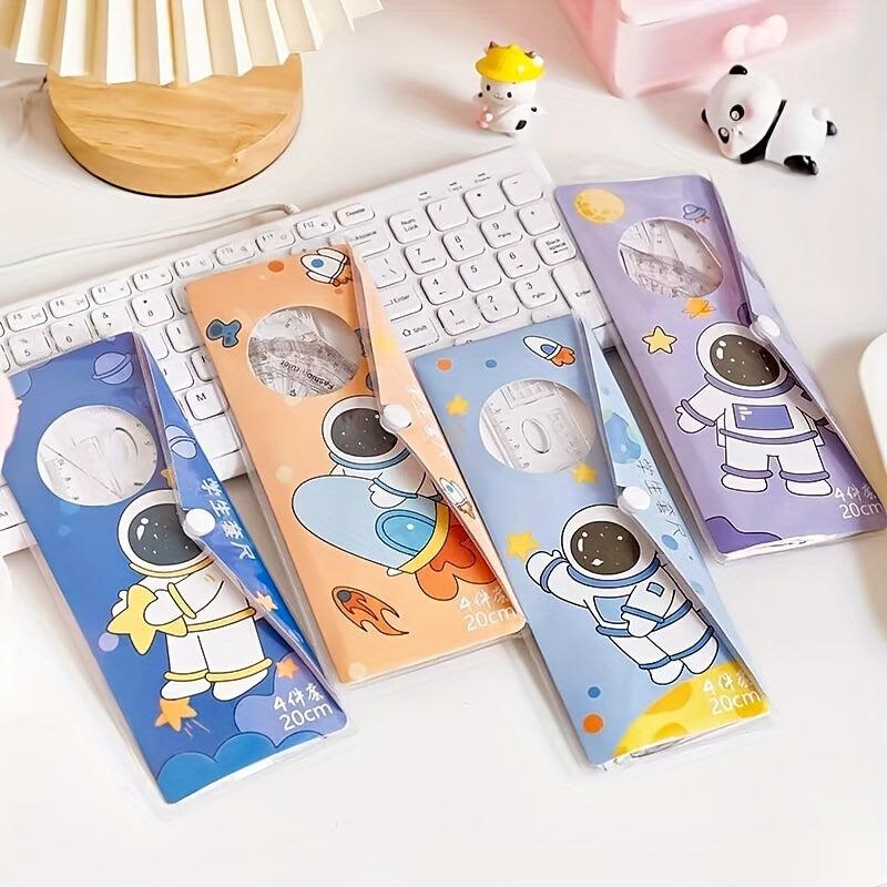 4 Piece Cartoon Acrylic Ruler Student Office Drawing Ruler