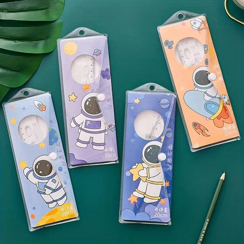 4 Piece Cartoon Acrylic Ruler Student Office Drawing Ruler
