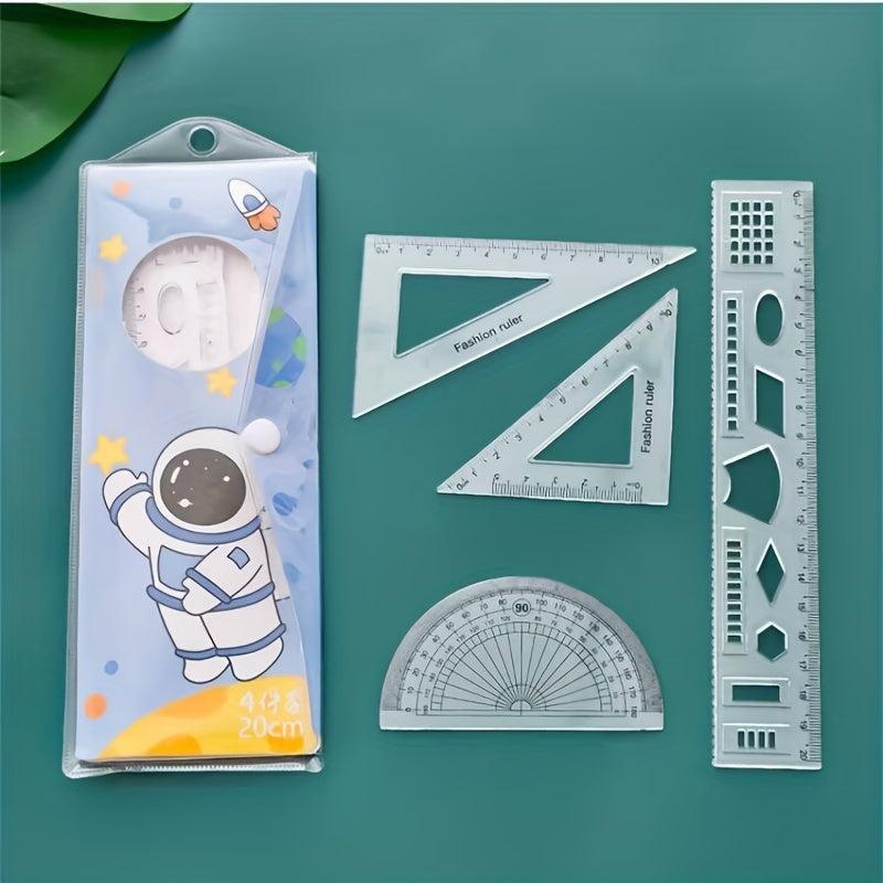 4 Piece Cartoon Acrylic Ruler Student Office Drawing Ruler