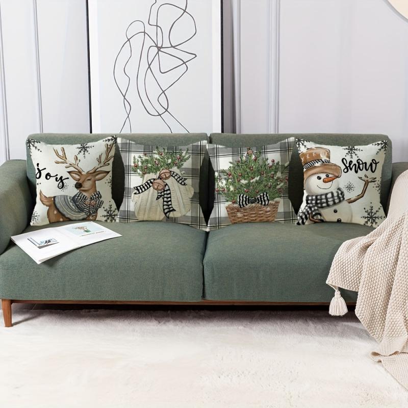 Winter Snowmen Print Pillow Case, 100% Polyester, 44x44, Home Decor
