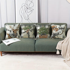 Winter Snowmen Print Pillow Case, 100% Polyester, 44x44, Home Decor