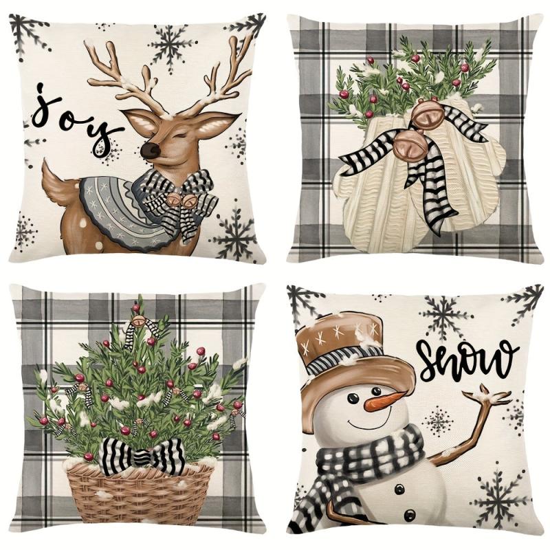 Winter Snowmen Print Pillow Case, 100% Polyester, 44x44, Home Decor