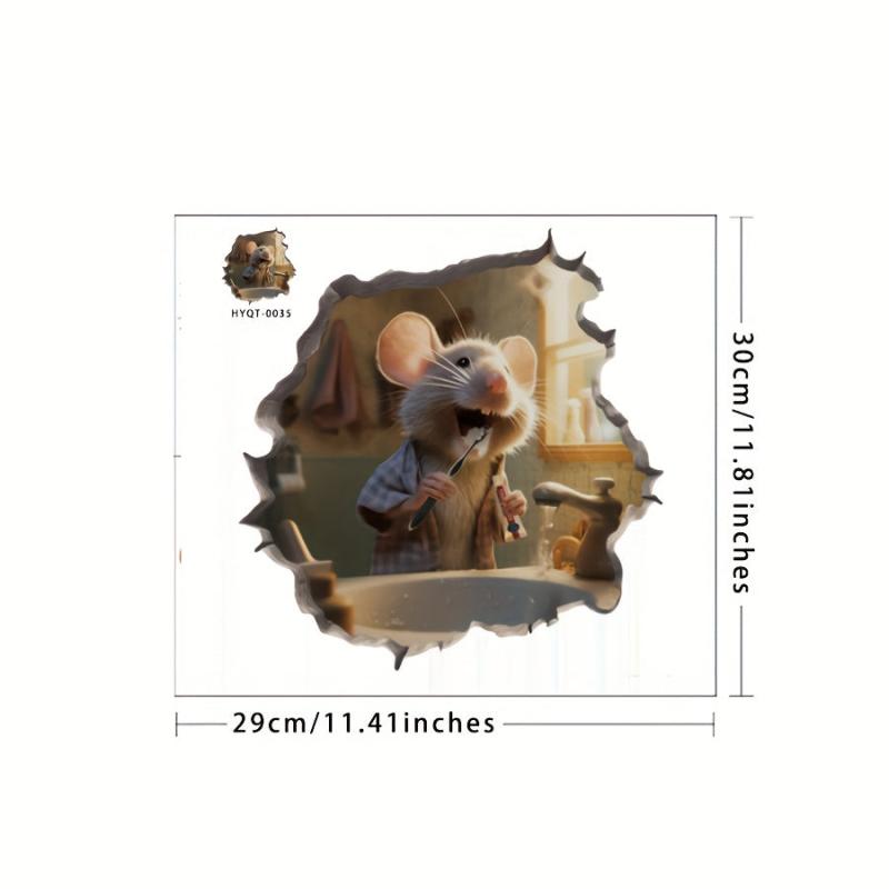 3D Eating Mouse Wall Sticker PVC Self-adhesive