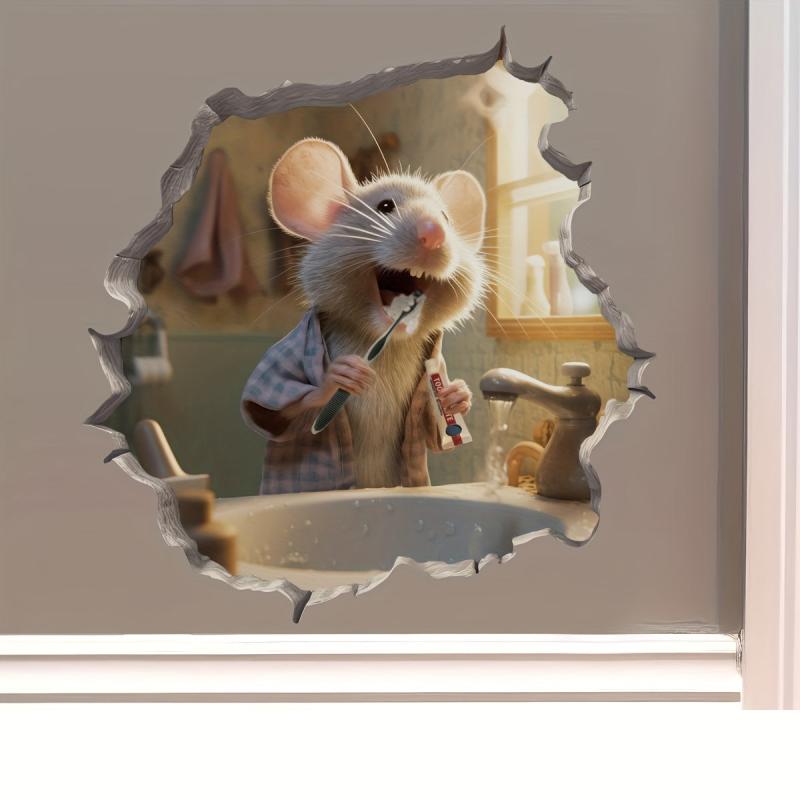3D Eating Mouse Wall Sticker PVC Self-adhesive