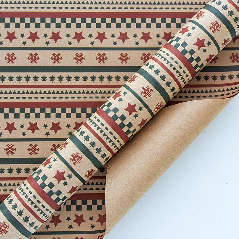 4pcs Christmas Gift Wrapping Set Santa Claus Christmas Tree Leather Paper