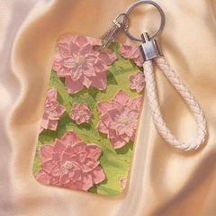 Flower Series Card Holder Keychain Lanyard School Office Protector Case