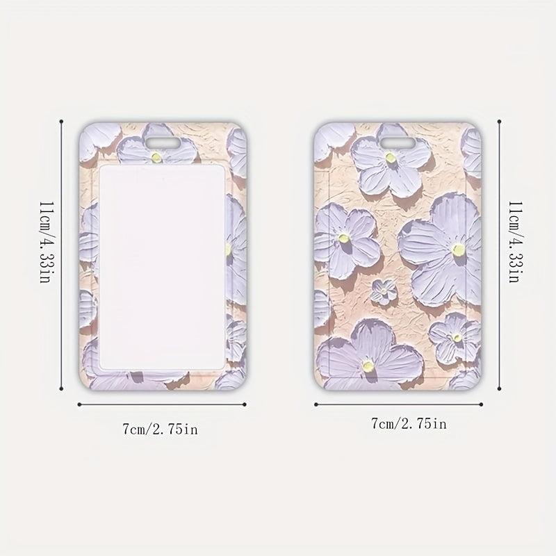 Flower Series Card Holder Keychain Lanyard School Office Protector Case