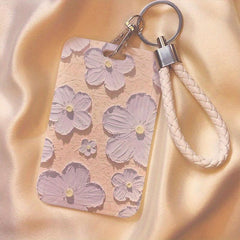 Flower Series Card Holder Keychain Lanyard School Office Protector Case