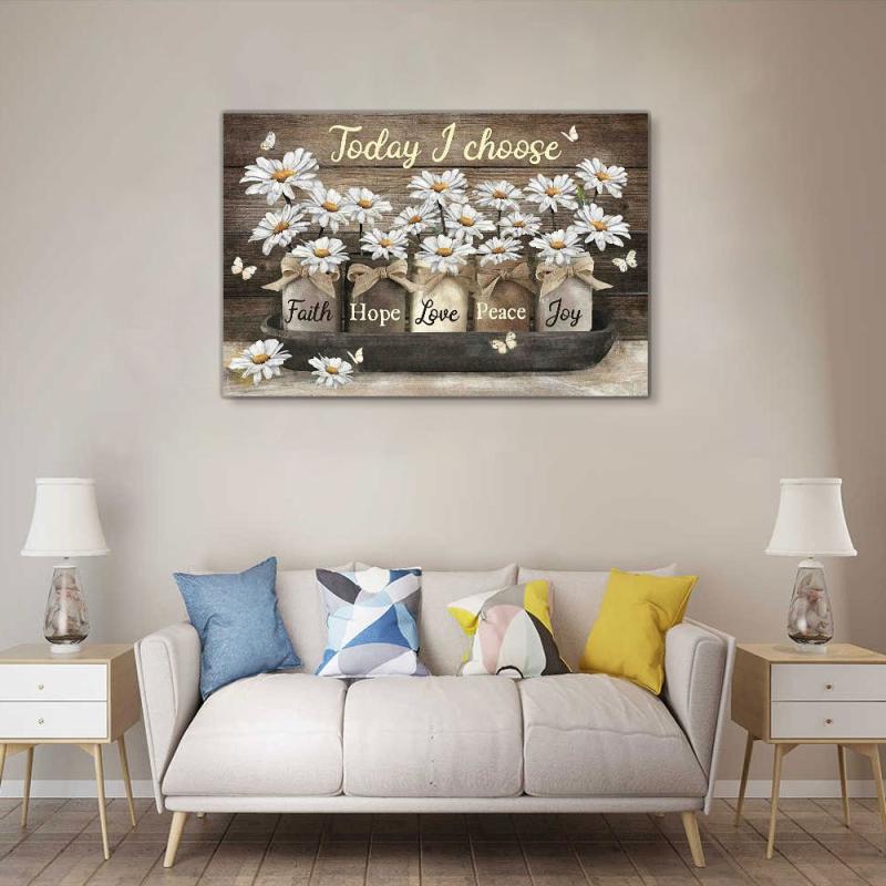 Golden Flower Canvas Painting Wall Art Prints Framed Home Decor