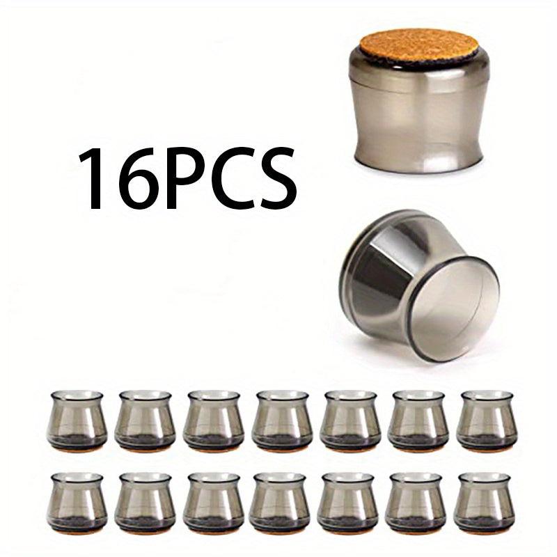 16pcs Silicone Chair Foot Cover Protector Mute Felt Non-slip Stool Table Pad