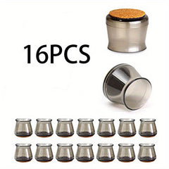 16pcs Silicone Chair Foot Cover Protector Mute Felt Non-slip Stool Table Pad