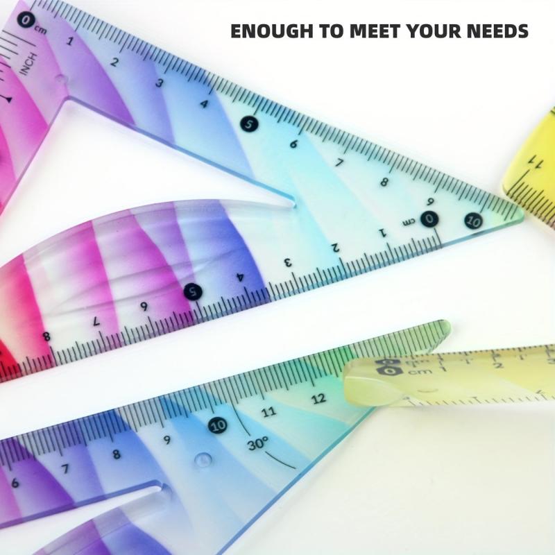 4 Piece Rainbow Rulers Kit Bendable & Shatterproof School & Office Supplies