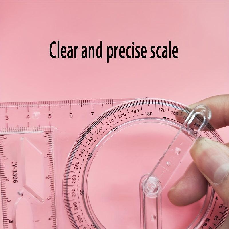 Geometric Drawing Ruler With Movable Corner Protractor Template Ruler