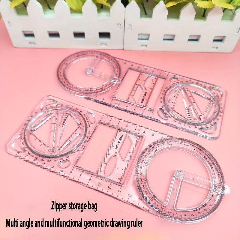 Geometric Drawing Ruler With Movable Corner Protractor Template Ruler