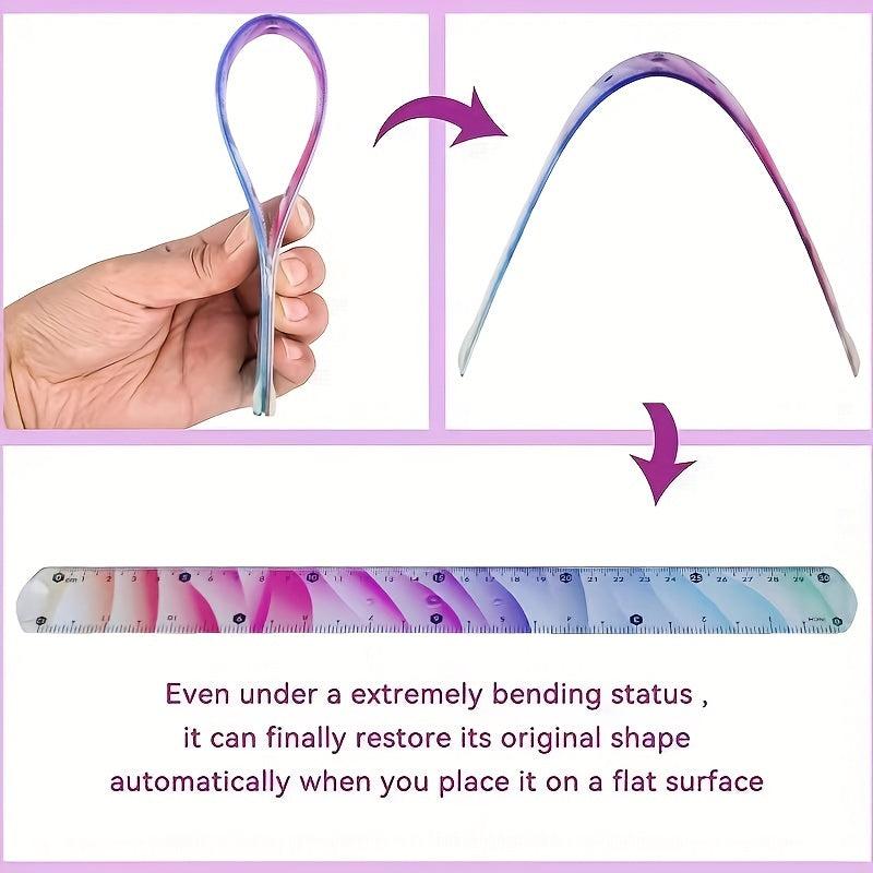 Flexible Ruler 12inch Plastic Soft Bendable Ruler Shatterproof Straight Edge