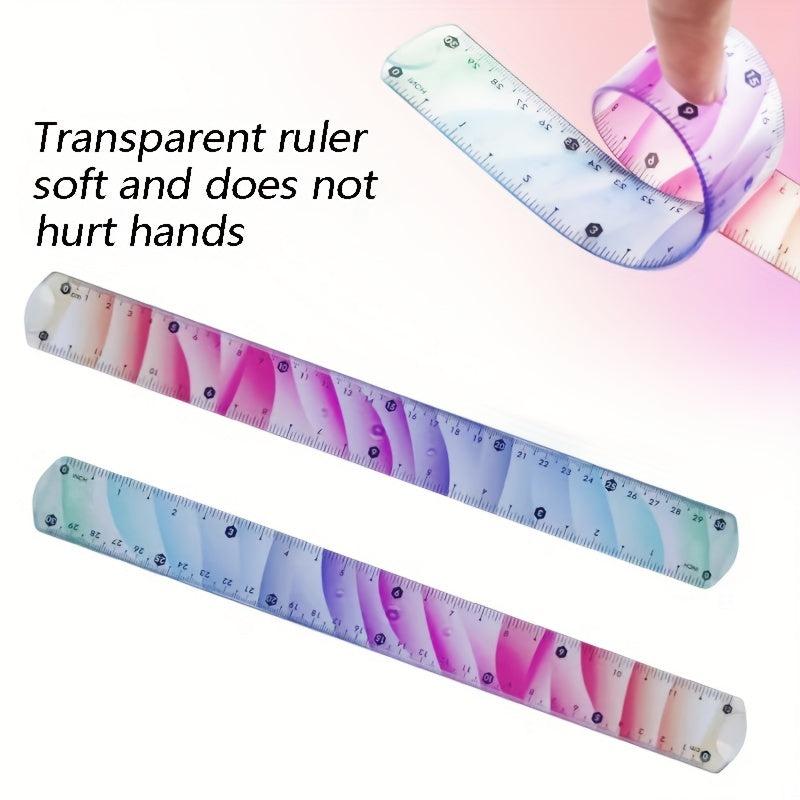 Flexible Ruler 12inch Plastic Soft Bendable Ruler Shatterproof Straight Edge