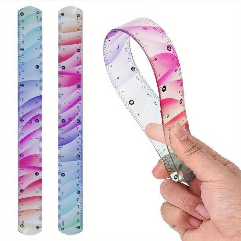 Flexible Ruler 12inch Plastic Soft Bendable Ruler Shatterproof Straight Edge