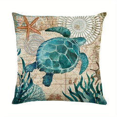 Sea Turtle Print Throw Pillow Case 100% Polyester