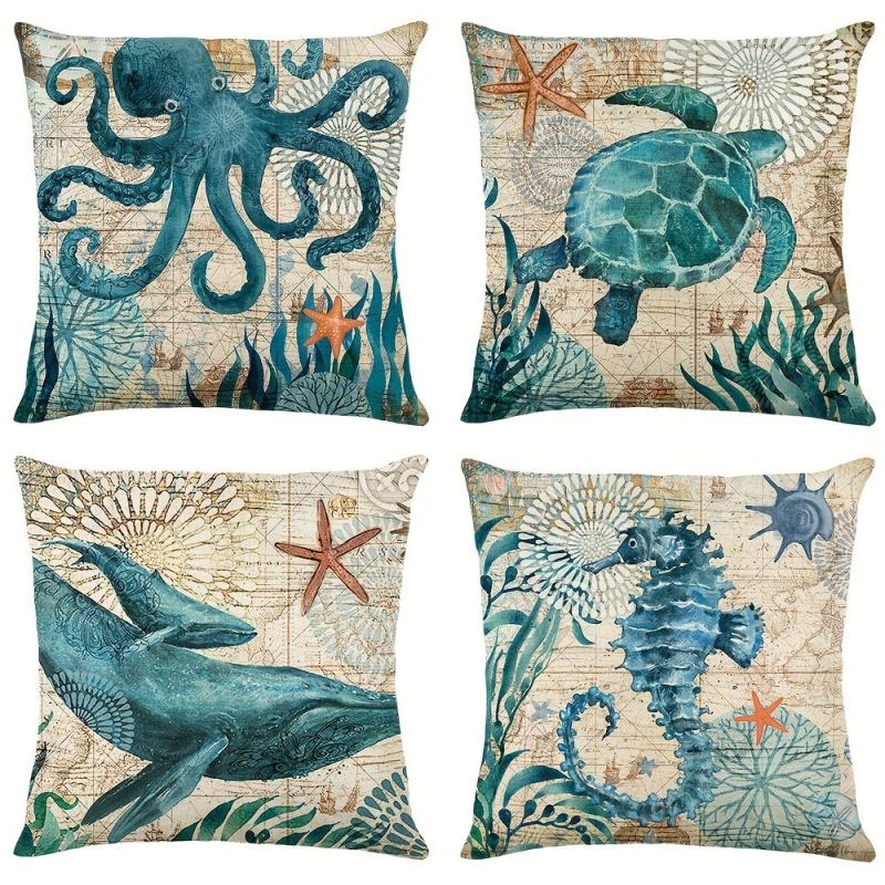 Sea Turtle Print Throw Pillow Case 100% Polyester