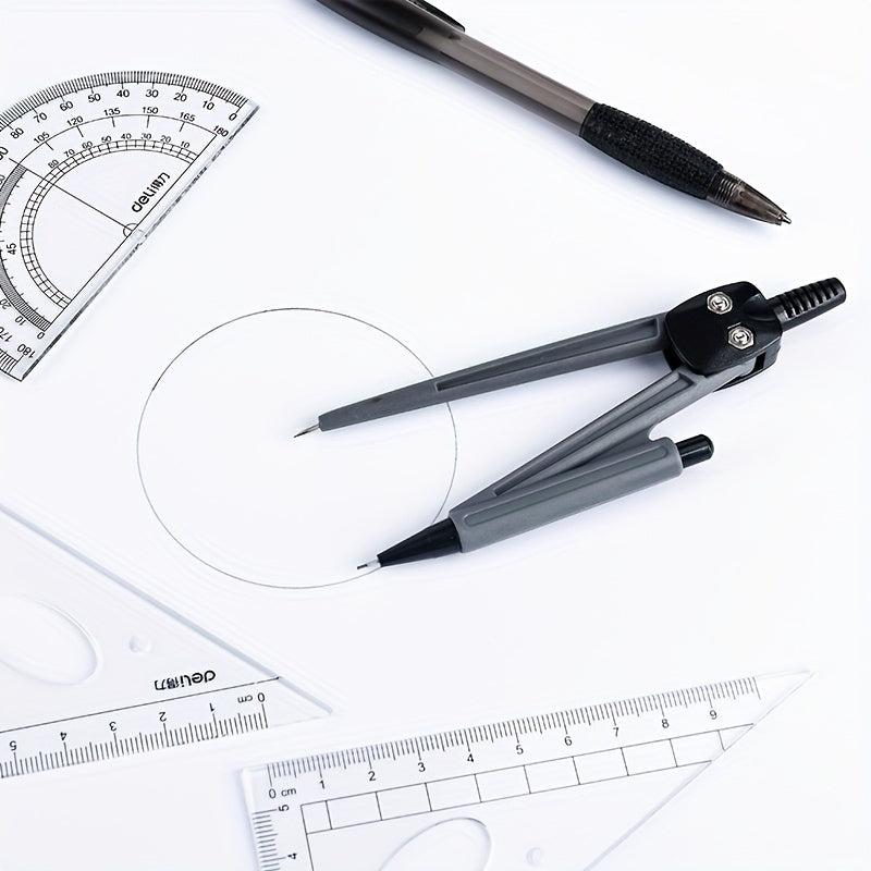 Drafting Set w/ Storage Box, Mechanical Pencil, Rulers, Protactor, Compass