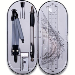 Drafting Set w/ Storage Box, Mechanical Pencil, Rulers, Protactor, Compass