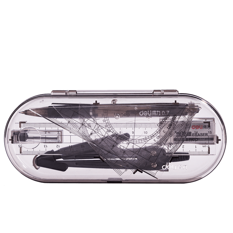 Drafting Set w/ Storage Box, Mechanical Pencil, Rulers, Protactor, Compass