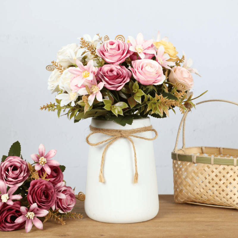 Artificial Tea Roses for Home Decor and Weddings