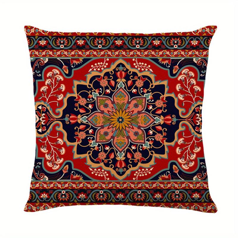 Bohemian Red Throw Pillow Case 100% Polyester 44x44