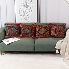 Bohemian Red Throw Pillow Case 100% Polyester 44x44