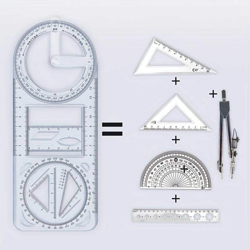 Geometric Graphic Ruler Rotatable Student Universal Ruler Drawing Tool