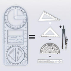 Geometric Graphic Ruler Rotatable Student Universal Ruler Drawing Tool