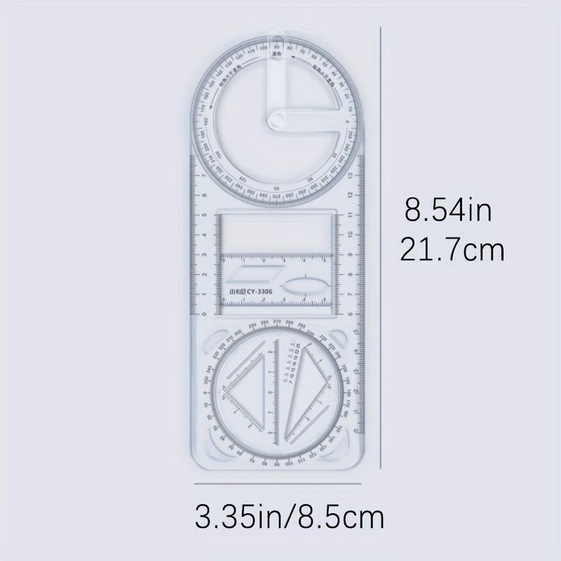 Geometric Graphic Ruler Rotatable Student Universal Ruler Drawing Tool