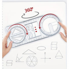 Geometric Graphic Ruler Rotatable Student Universal Ruler Drawing Tool