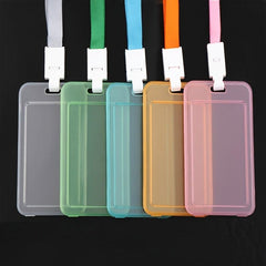 Transparent Card Set Lanyard Hanging Clip Card Holder Student Teacher Key Card