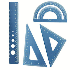 4pcs Metal Drafting Set With Storage Box Students Measure Ruler Set