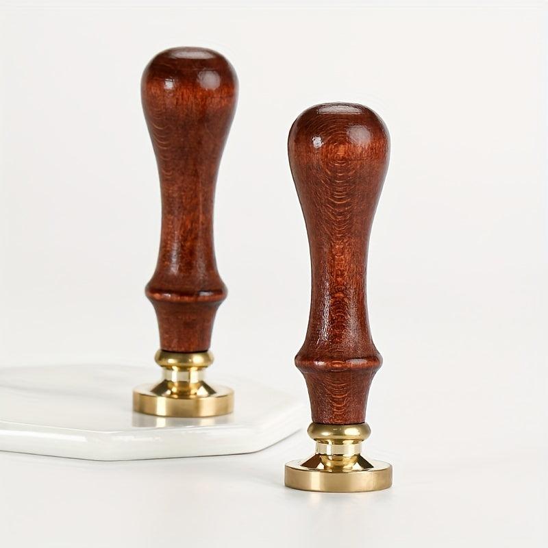 European Style Wax Seal with Oak Handle, Brass Seal Head